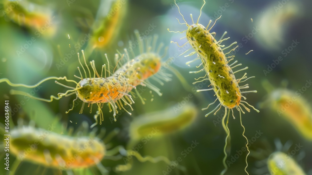 Naklejka premium Enlarged view of Salmonella pathogen responsible for enteric diseases