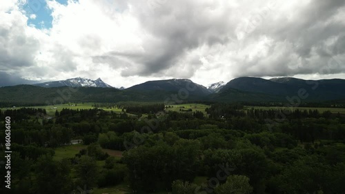 Aerial of Bitterroot Range mountains in summer near Missoula Montana photo