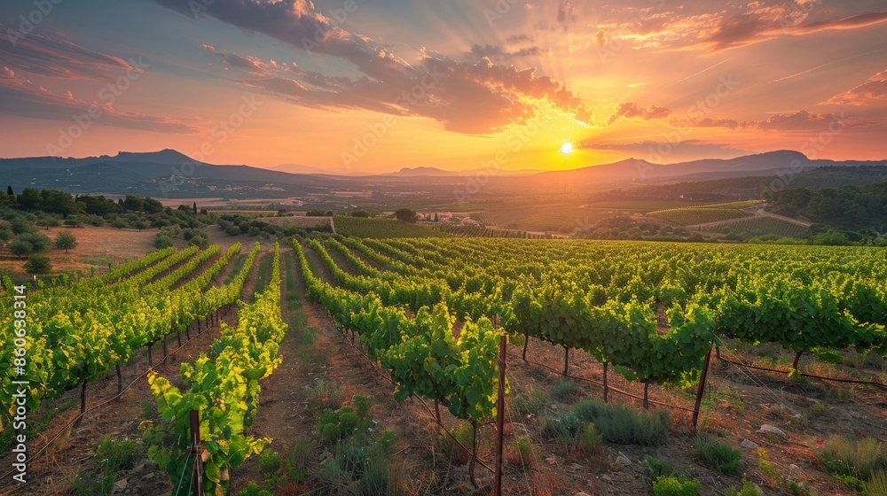 Sunset over vineyards in languedoc Sunset over vineyards in languedoc