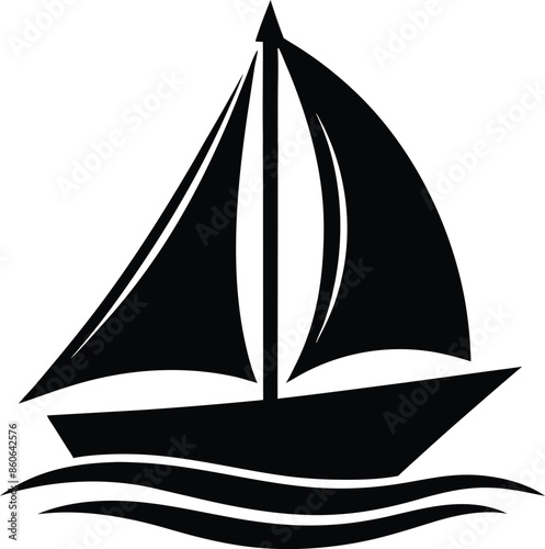 Sailboat icon logo isolated vector silhouette design