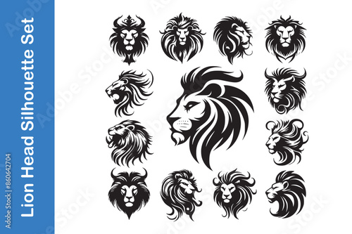 Lion Head Set with editable vector. 