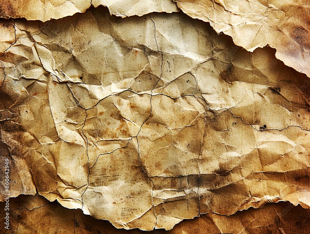 Old vintage brown crumpled torn paper blank empty for abstract background