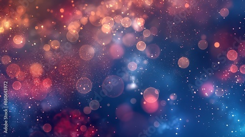 colorful space bokeh flare light effect on blue background