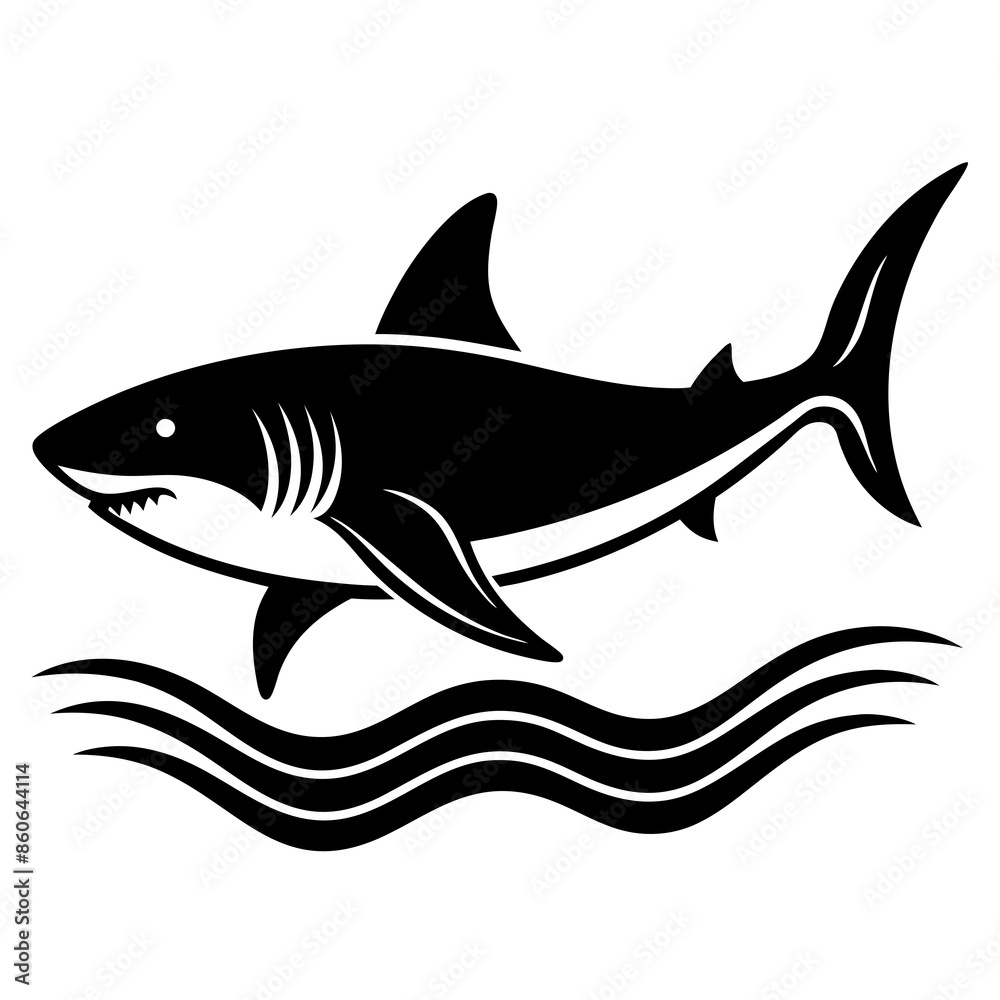 Shark in Sea Vector Illustration - Marine Wildlife Graphic Design Element Shark in Sea Vector Illustration - Marine Wildlife Graphic Design Element