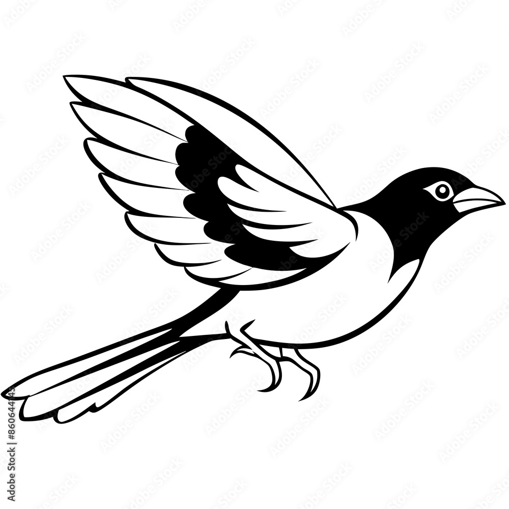 Obraz premium Tanager Bird Silhouette Black Vector Illustration