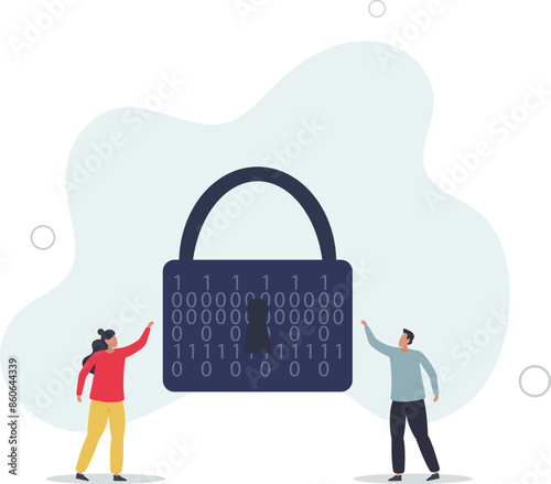 Cybersecurity and cyberspace data safety protection.Digital personal information safe storage with encryption and antivirus firewall.flat illustration.