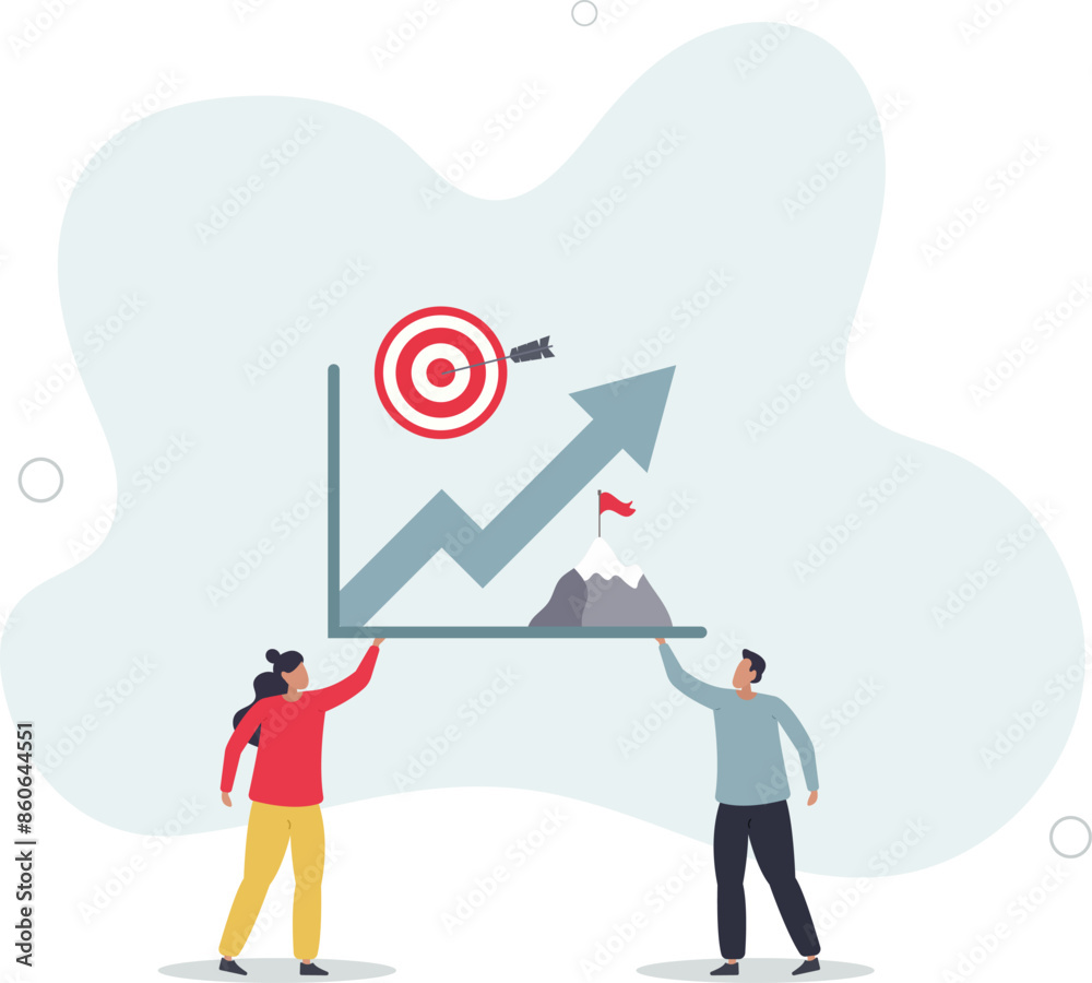 Goal setting for measurable business target achievement . Smart strategy and plan for successful objective reaching .flat illustration. Goal setting for measurable business target achievement . Smart strategy and plan for successful objective reaching .flat illustration.