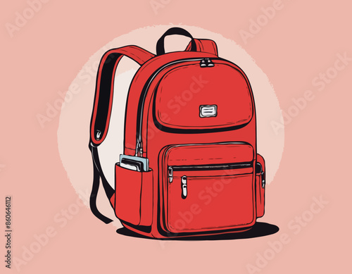 Red Back to School Backpack 
