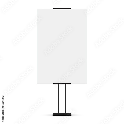 Floor Poster Board Stand Mockup, Isolated On White Background, Front View. Vector Illustration