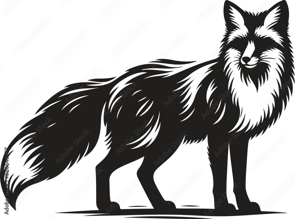 Obraz premium black and white fox