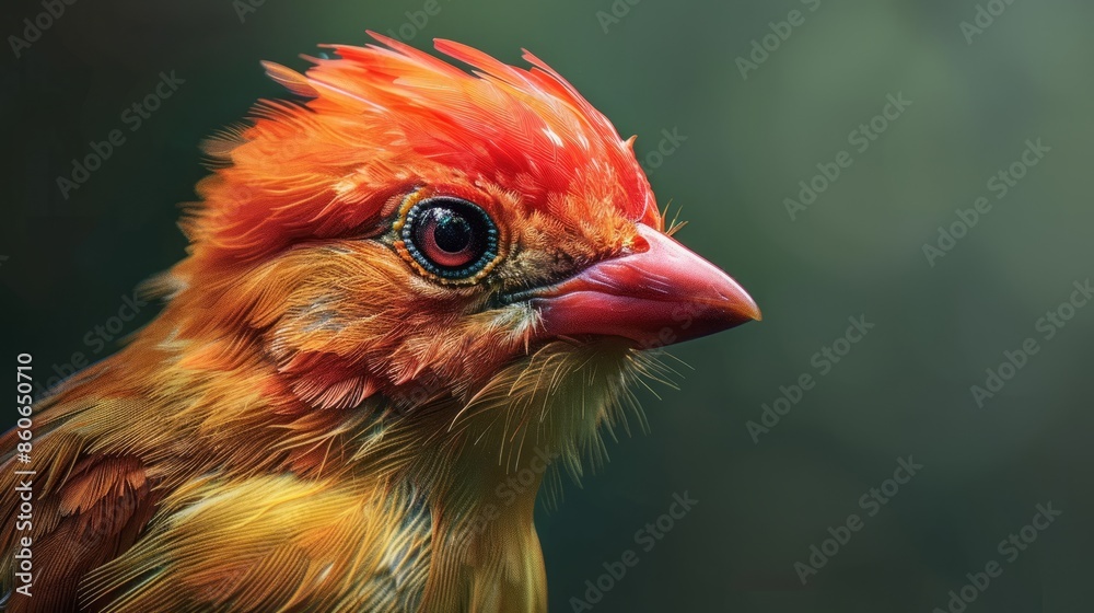 Fototapeta premium Close-up of a crimson-headed bird