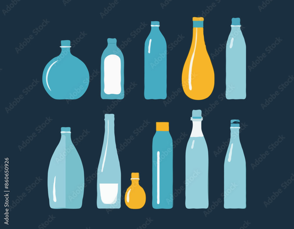 Bottles for water in different shapes vector illustrations
Bottles for water in different shapes vector illustrations