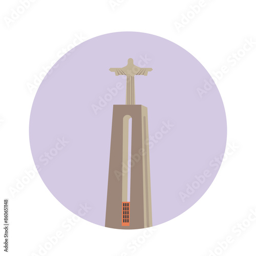 Simple illustration Sanctuary of Christ the King in Lisbon, Portugal. vector illustration.