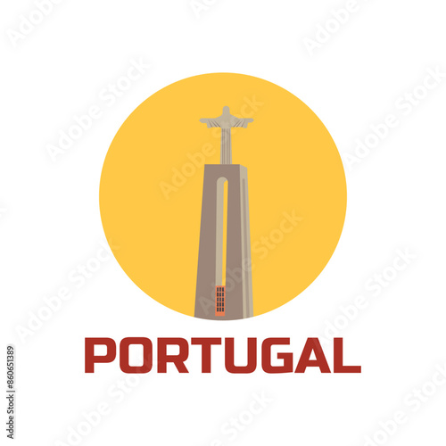 Simple illustration Sanctuary of Christ the King in Lisbon, Portugal. vector illustration.