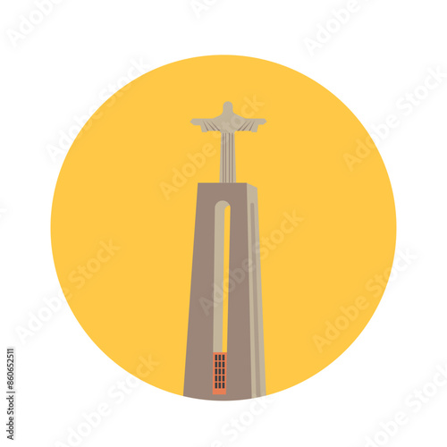 Simple illustration Sanctuary of Christ the King in Lisbon, Portugal. vector illustration.
