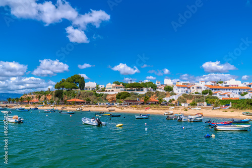 Alvor Portugal boats in harbour in beautiful Algarve town between Portimao and Lagos