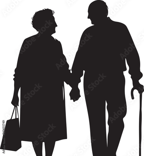 Grandfathers  vector, silhouette style and white background.
