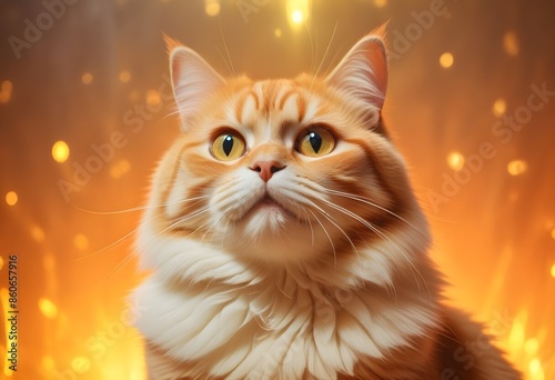 Golden glow ginger cat create with ai