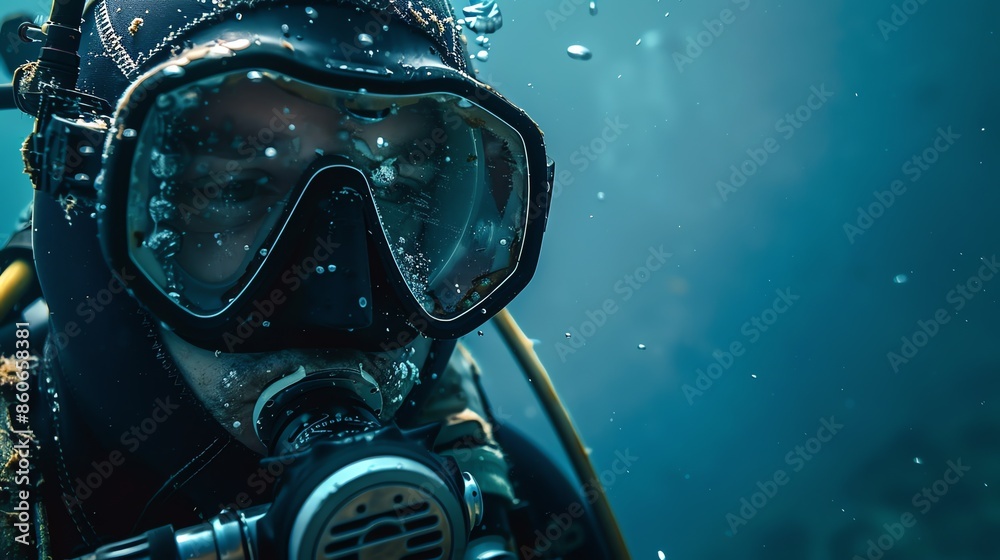 A scuba diver explores the underwater world. He is surrounded by a beautiful coral reef and colorful fish. A scuba diver explores the underwater world. He is surrounded by a beautiful coral reef and colorful fish.