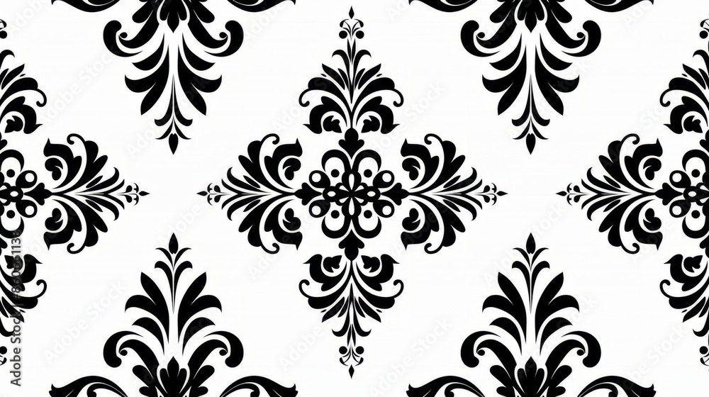 Black and white floral pattern seamless design Black and white floral pattern seamless design