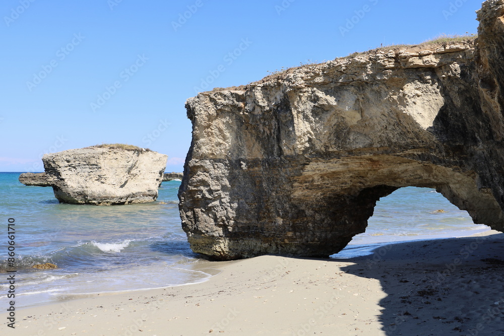 Picturesque seascape with cliffs in Salento coast, Italy Picturesque seascape with cliffs in Salento coast, Italy