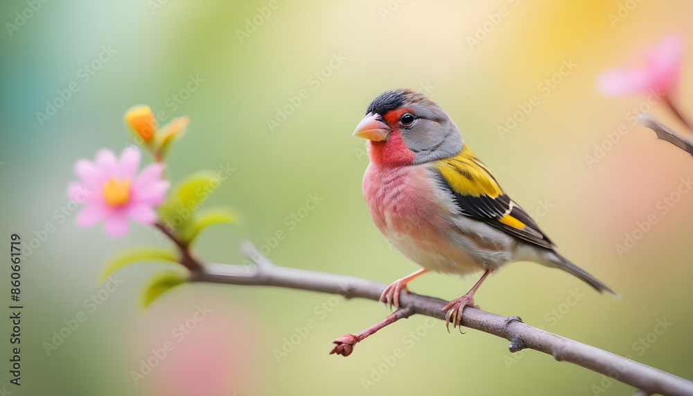 Obraz premium colourful tiny finch stands on a branch | Bird Photography