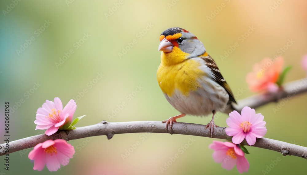 Obraz premium colourful tiny finch stands on a branch | Bird Photography