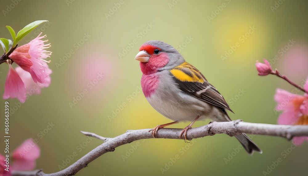 Obraz premium colourful tiny finch stands on a branch | Bird Photography