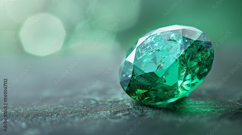Close-up of a Vibrant Emerald Gemstone with Rich Green Color
