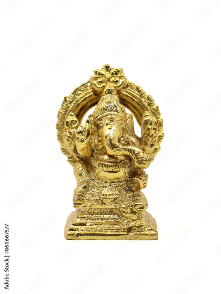 golden ganesha statue isolated on white background with clipping path. golden ganesha statue isolated on white background with clipping path.