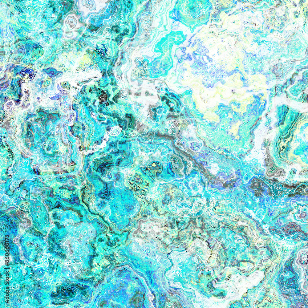 Fototapeta premium Abstract Marble texture. Fractal digital Art Background. High Resolution. Turquoise texture. Can be used for background or wallpaper