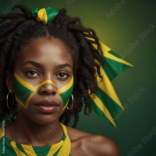 This Jamaican Independence Day poster is filled with symbols of the Caribbean island, reflecting its rich history and culture.