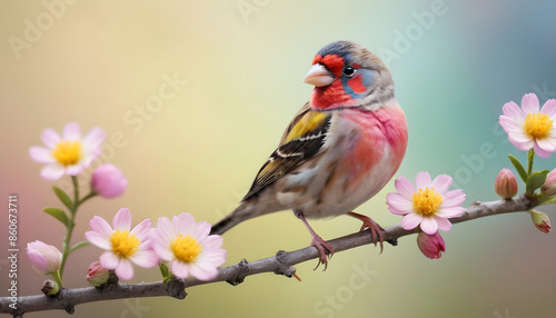 colourful tiny finch stands on a branch | Bird Photography