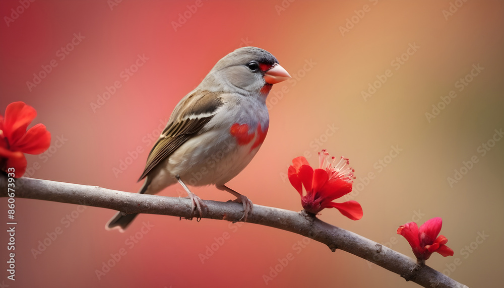 Obraz premium colourful tiny finch stands on a branch | Bird Photography