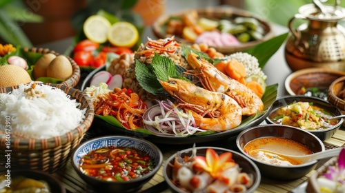 Authentic Northeastern Thai Cuisine: Detailed Culinary Techniques in Warm Tones - Ultra Realistic Food Photography