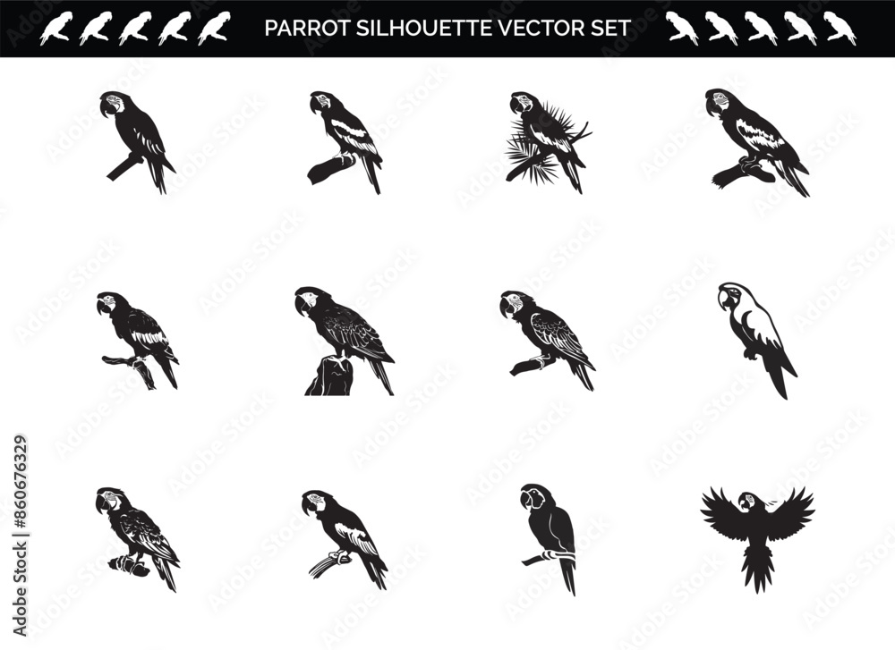 Parrot Silhouette Vector Illustration Parrot Silhouette Vector Illustration