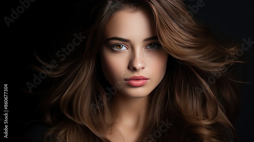 The perfect image of a beautiful brown-haired girl. The perfect image of a beautiful brown-haired girl. Feminine image of natural beauty. Illustration for beauty and fashion magazine. © Login