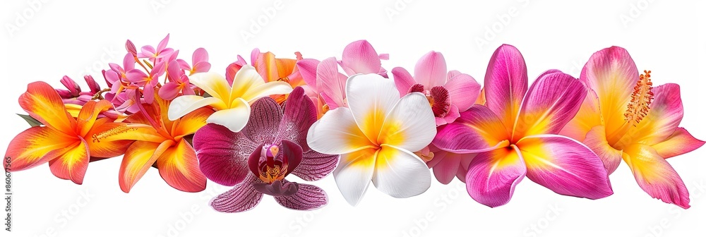 Vibrant Tropical Flower Bouquet Isolated on White Background Vibrant Tropical Flower Bouquet Isolated on White Background