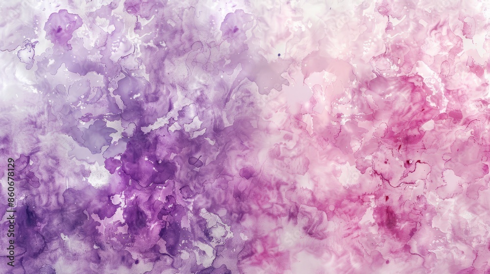Fototapeta premium Textured white wallpaper with purple and pink paint splotches
