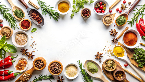 Wallpaper Mural Collage of vegetables and herbs on a white background, top view with enough copy space. Torontodigital.ca