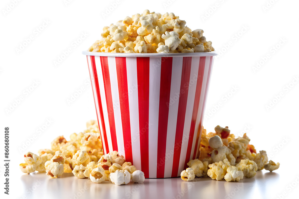 Bucket of popcorn on a white background. Bucket of popcorn on a white background.