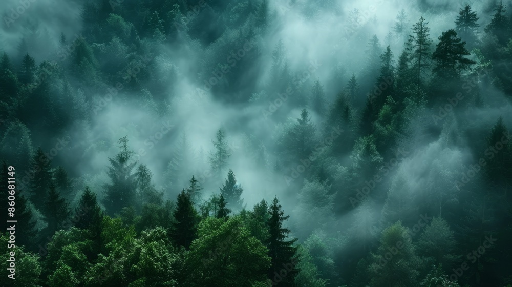 Misty forest canopy Misty forest canopy