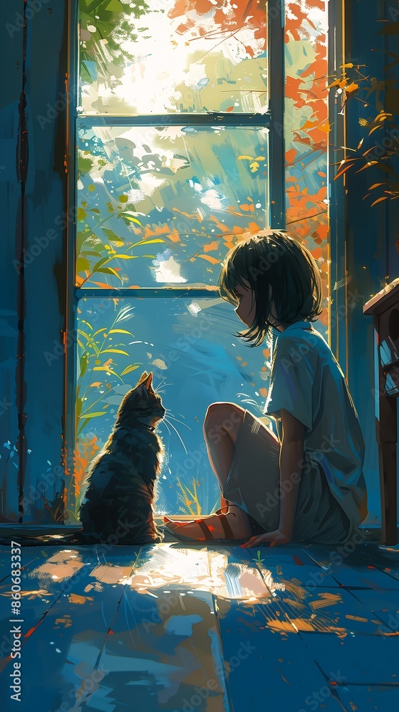 woman sitting floor kitty cat kitten natural light blue sunshine two buddies room facing deep gaze side yard color childhood thumbnail pets woman sitting floor kitty cat kitten natural light blue sunshine two buddies room facing deep gaze side yard color childhood thumbnail pets