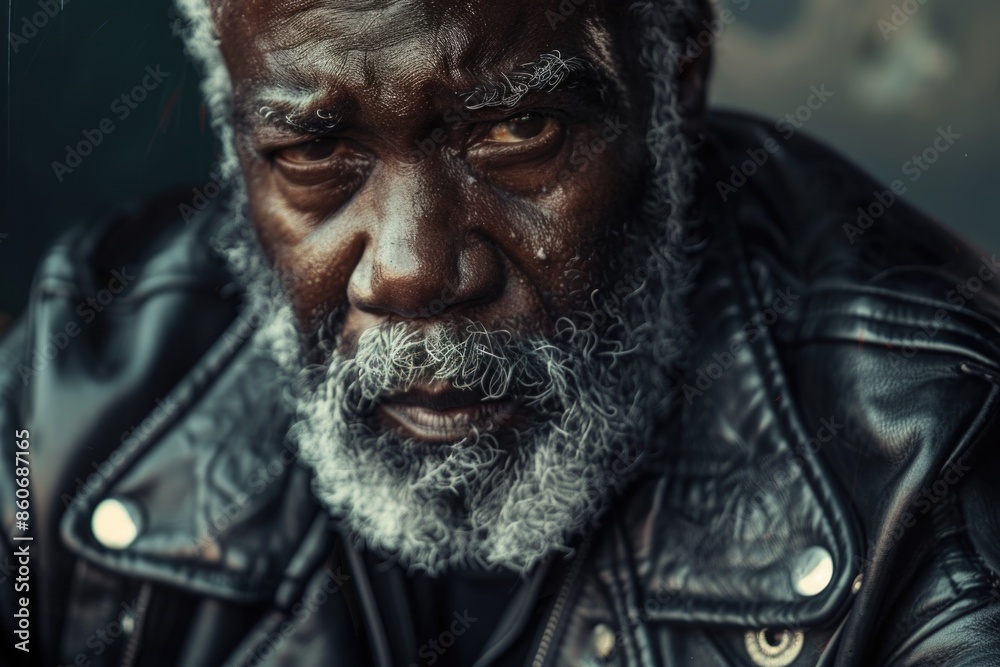 A close-up view of a person wearing a leather jacket, perfect for fashion or lifestyle uses A close-up view of a person wearing a leather jacket, perfect for fashion or lifestyle uses