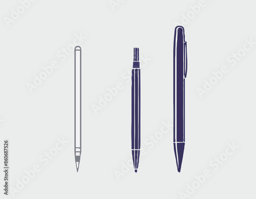Ballpoint pen isolated vector silhouett