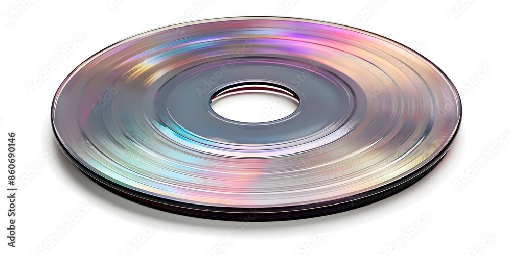 Isolated CDDVD disc on white background. Concept Product Photography, Isolated Object, White Background