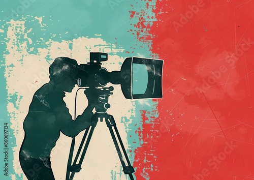 Vintage Cinematography Illustration with Film Camera