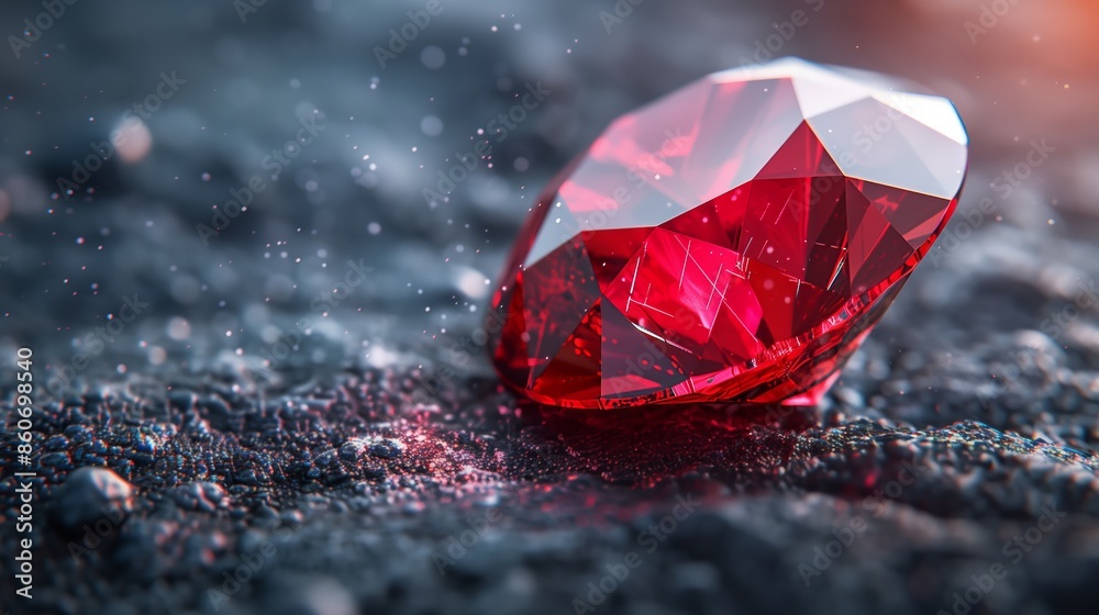 Close-up of a Stunning Ruby Gemstone with Fiery Red Tones Close-up of a Stunning Ruby Gemstone with Fiery Red Tones