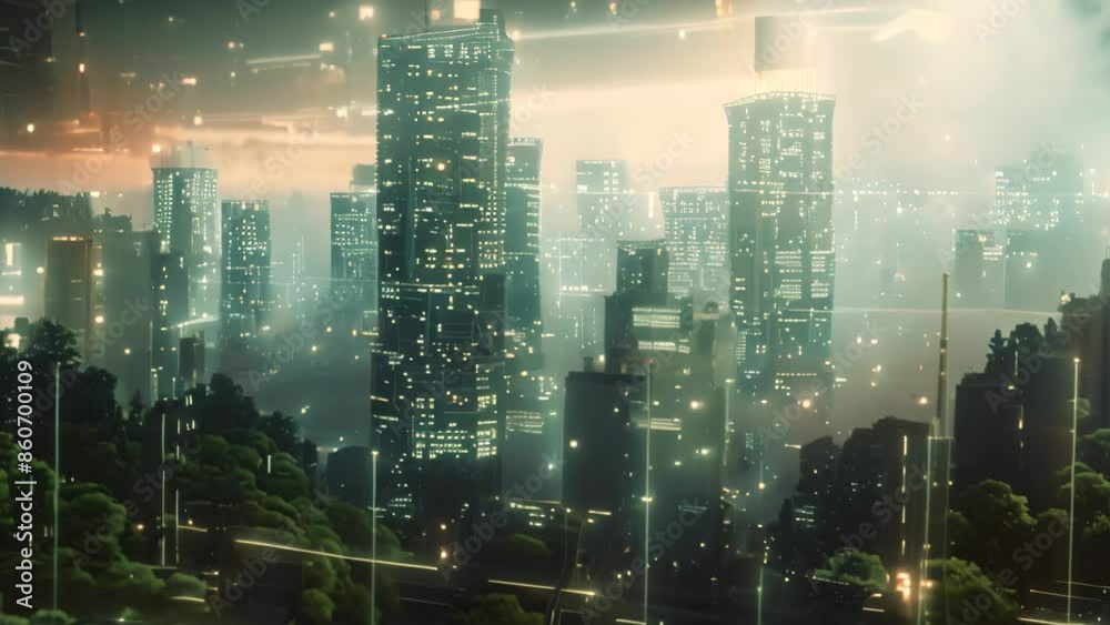 A futuristic city illuminated by neon lights, bustling with activity in the darkness of night, Create a futuristic landscape filled with interconnected data centers and network infrastructure A futuristic city illuminated by neon lights, bustling with activity in the darkness of night, Create a futuristic landscape filled with interconnected data centers and network infrastructure