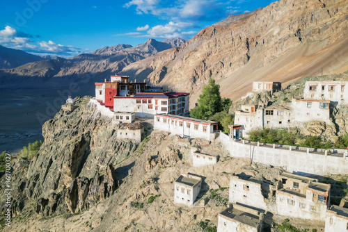 Stongdae monastery, aerial view, Zanskar, Northern India, Himalayas, India photo